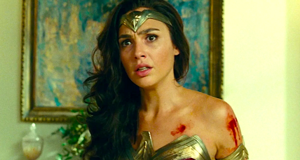 Wonder Woman (Gal Gadot) is stunned to see Cheetah (Kristen Wiig) appear in the White House in Wonder Woman 1984 (2020), Warner Bros. Pictures