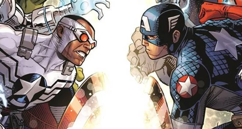 The 616 clashes with the 1610 on Jim Cheung's cover to Secret Wars Vol. 1 #1 "The End Times" (2015), Marvel Comics