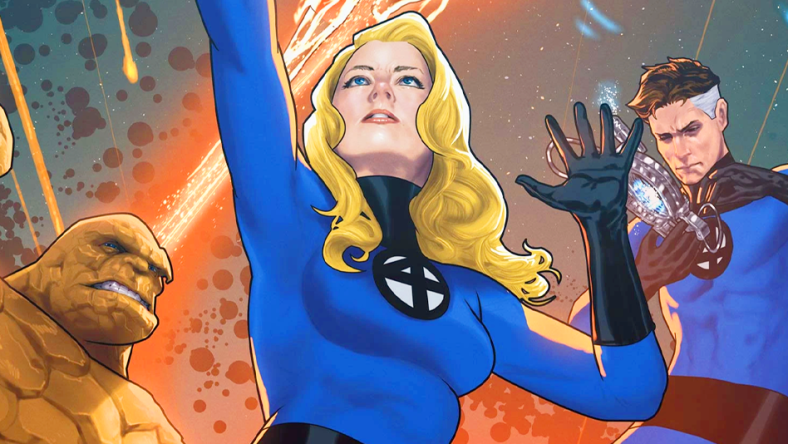 Sue Storm takes center stage on Taurin Clarke's variant cover to Fantastic Four Vol. 7 #10 "The Long Way Home" (2023), Marvel Comics