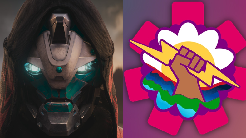 Cayde-6 (Nathan Fillion) steels himself for battle in Destiny 2 - The Final Shape (2024), Bungie / Latin@Bungie's official logo