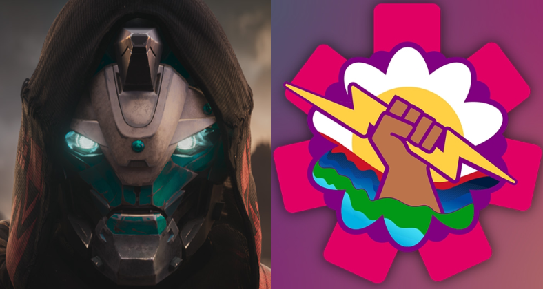 Cayde-6 (Nathan Fillion) steels himself for battle in Destiny 2 - The Final Shape (2024), Bungie / Latin@Bungie's official logo