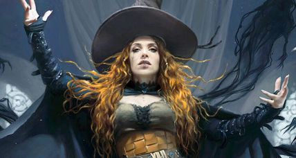 Tasha, the Witch Queen via Card #294, Magic: The Gathering - Commander Legends: Battle for Baldur's Gate (2022), Wizards of the Coast. Art by Martina Fačková.