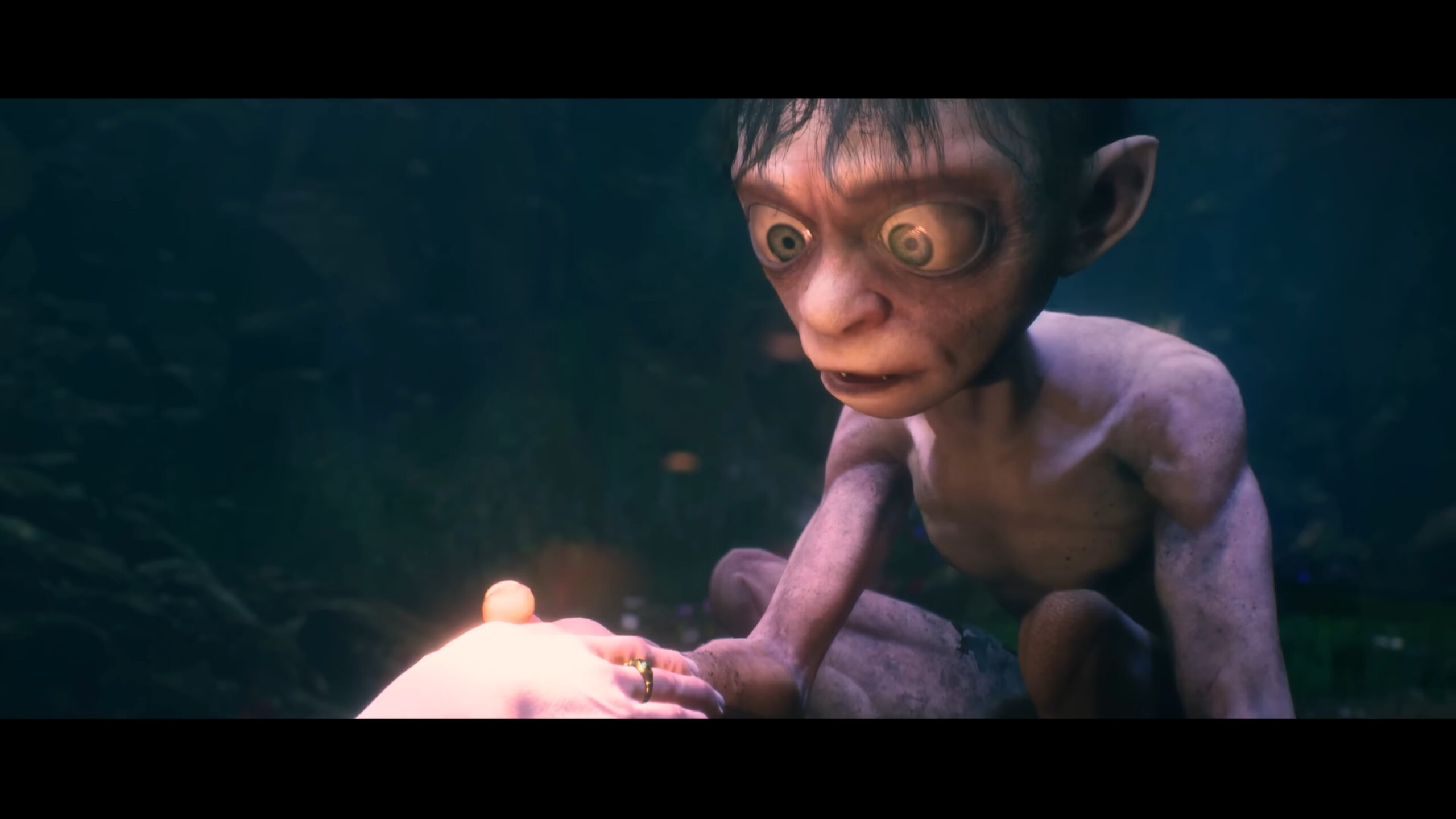 Gollum (Wayne Forester) makes a new friend in Mell (Jessica Ellerby) in The Lord of the Rings: Gollum (2023), Daedalic