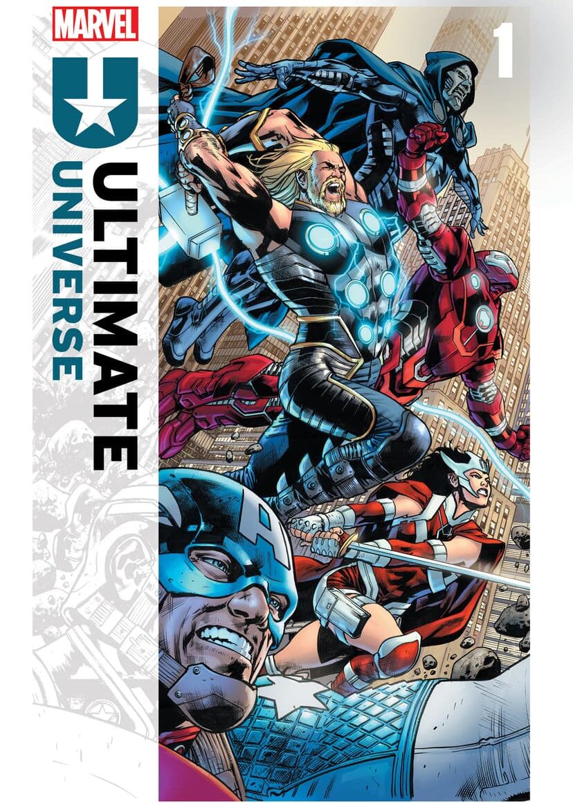 The 1610 is reborn on Bryan Hitch's cover to Ultimate Universe Vol. 1 #1 (2023), Marvel Comics