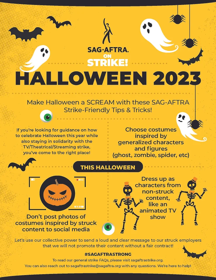 SAG-AFTRA announces new rules for actors striking on Halloween 2023