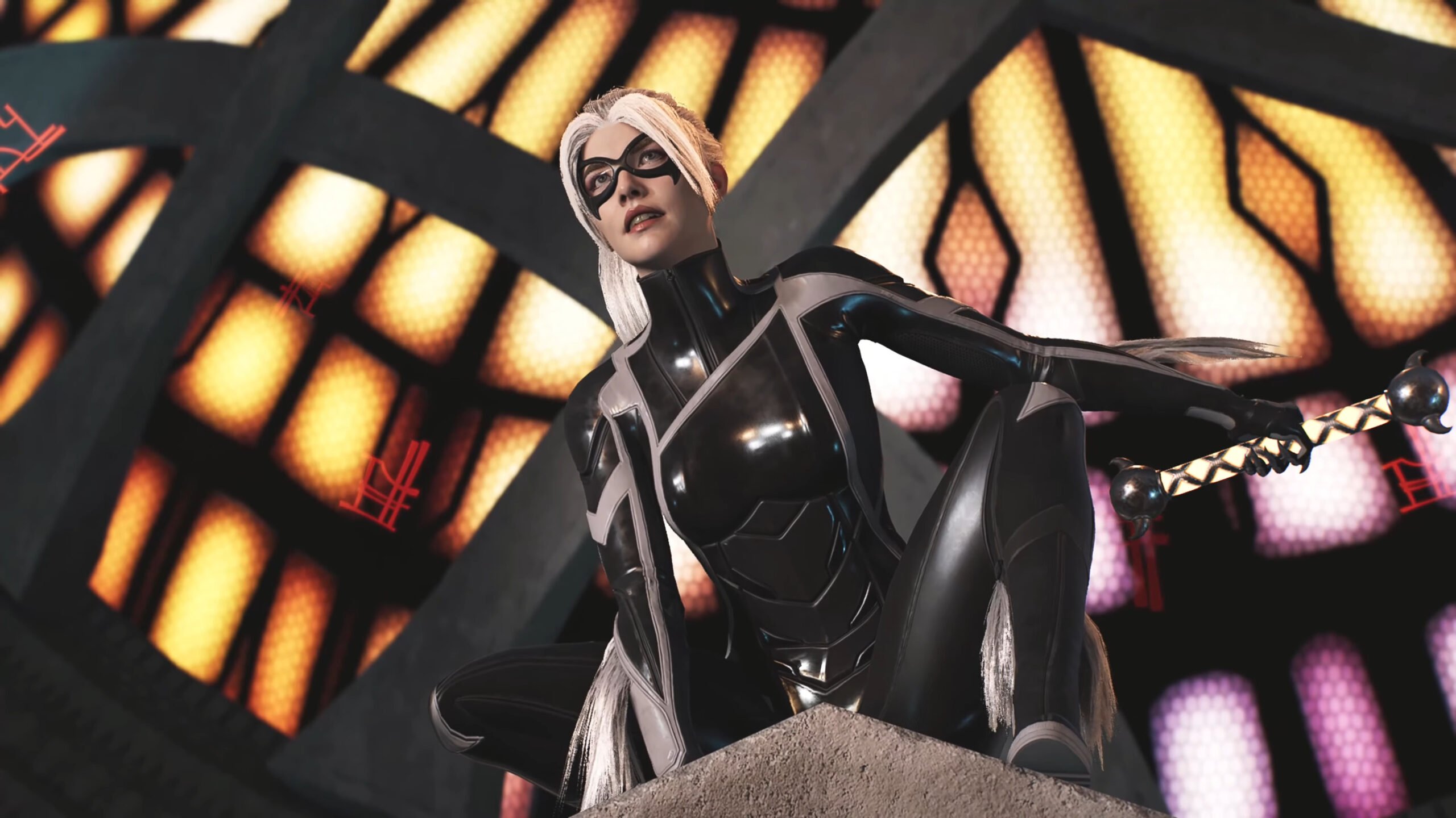 Black Cat (Eric Lindbeck) pays a visit to the Sanctum Santorum in Marvel's Spider-Man 2 (2023), Insomniac Games