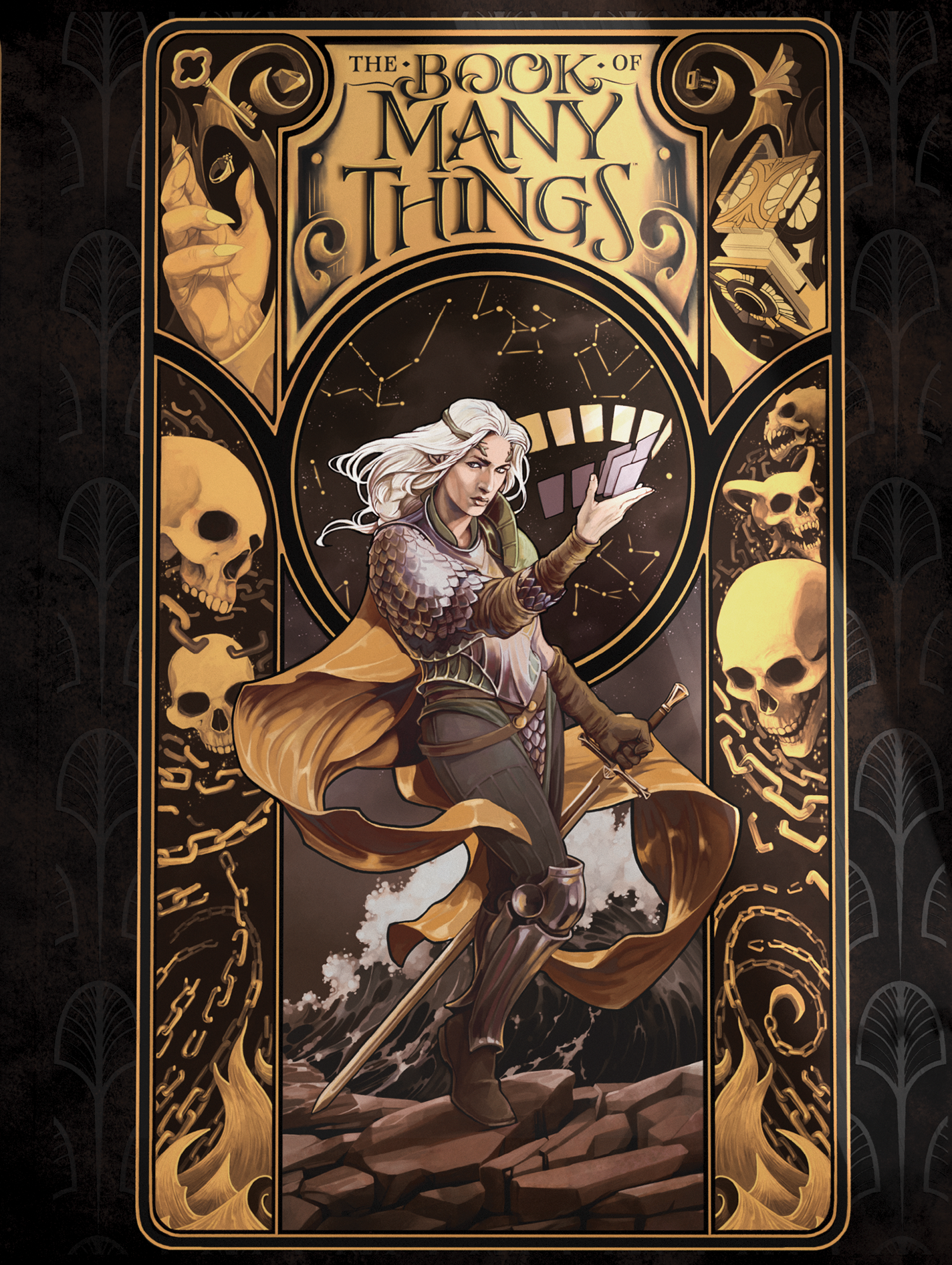 Asteria draws her deck on CoupleOfKooks' variant cover to The Book of Many Things (2023), Wizards of the Coast