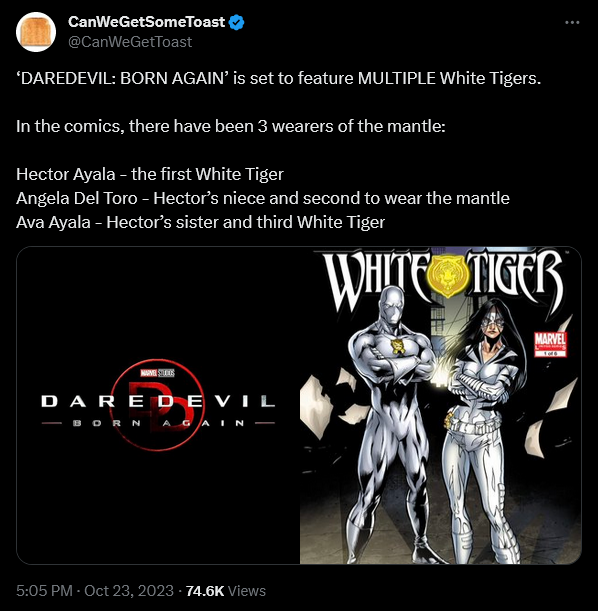 CanWeGetSomeToast weighs in on White Tiger's role in 'Daredevil: Born Again'