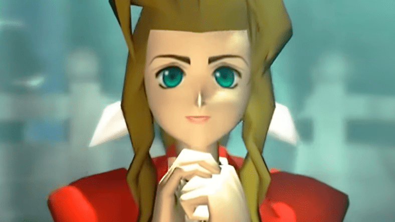 Aerith makes a plea to The Planet in Final Fantasy VII (1997), Square