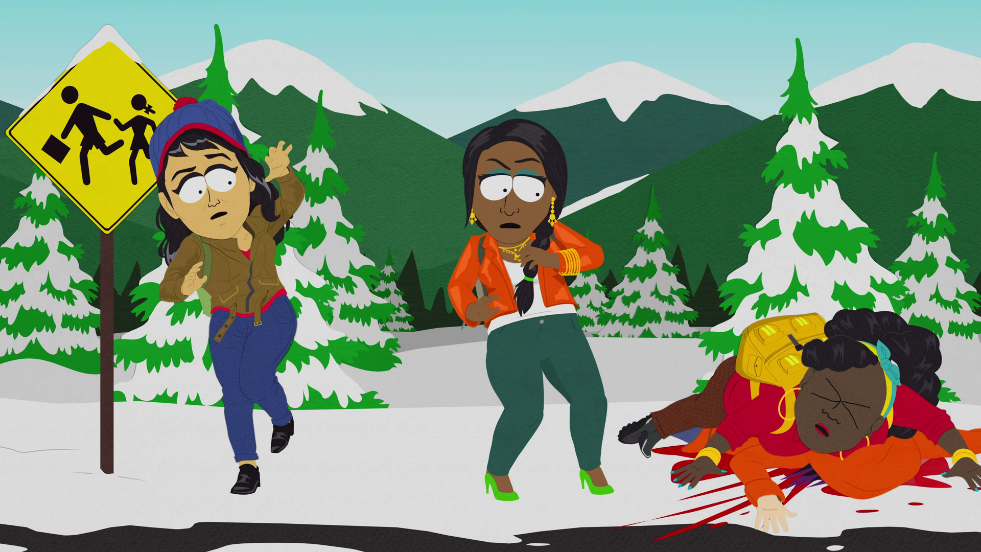 Cartman (Janeshia Adams-Ginyard) kills Kenny (Diana Lauren Jones) in South Park: Joining the Panderverse (2023), Paramount