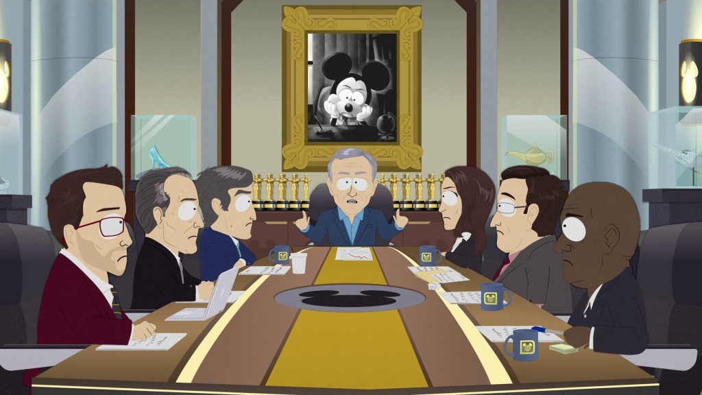 Bob Iger (Matt Stone) finds Disney in financial turmoil in South Park: Joining the Panderverse (2023), Paramount