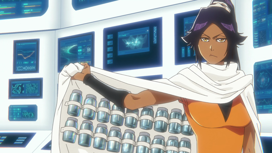 Yoruichi Shihouin (Wendee Lee) unveils her latest weapon in Bleach: Thousand-Year Blood War Episode 22 "Marching Out The Zombies" (2023), Pierrot