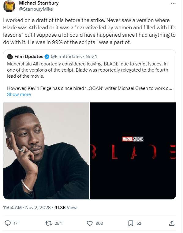 Former 'Blade' Script Writer Denies His Script Was A Narrative Led