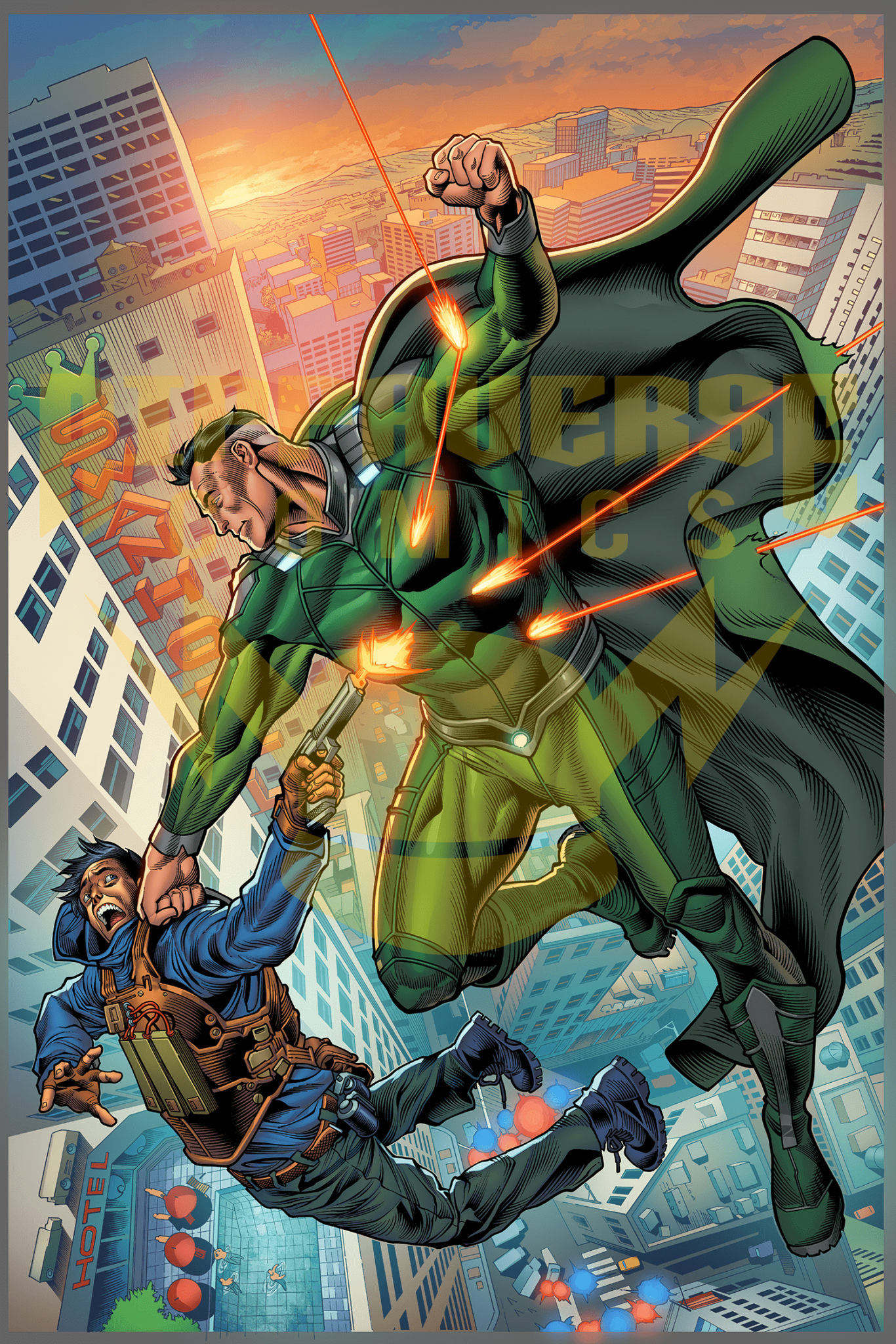 Alphacore #1 (2023), Rippaverse Comics. Palavras de Chuck Dixon. Arte de Joe Bennett.