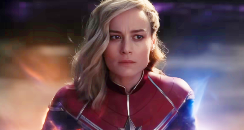 Captain Marvel (Brie Larson) readies herself for the Kree's counter-attack in The Marvels (2023), Marvel Entertainment