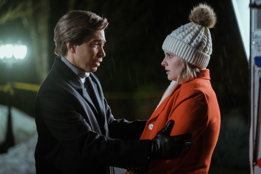 Mayor Henry Waters (Justin Long) and WInnie Carruthers (Jane Widdop) in the horror comedy It's a Wonderful Knife. 

Image courtesy of RLJE Films and Shudder. 