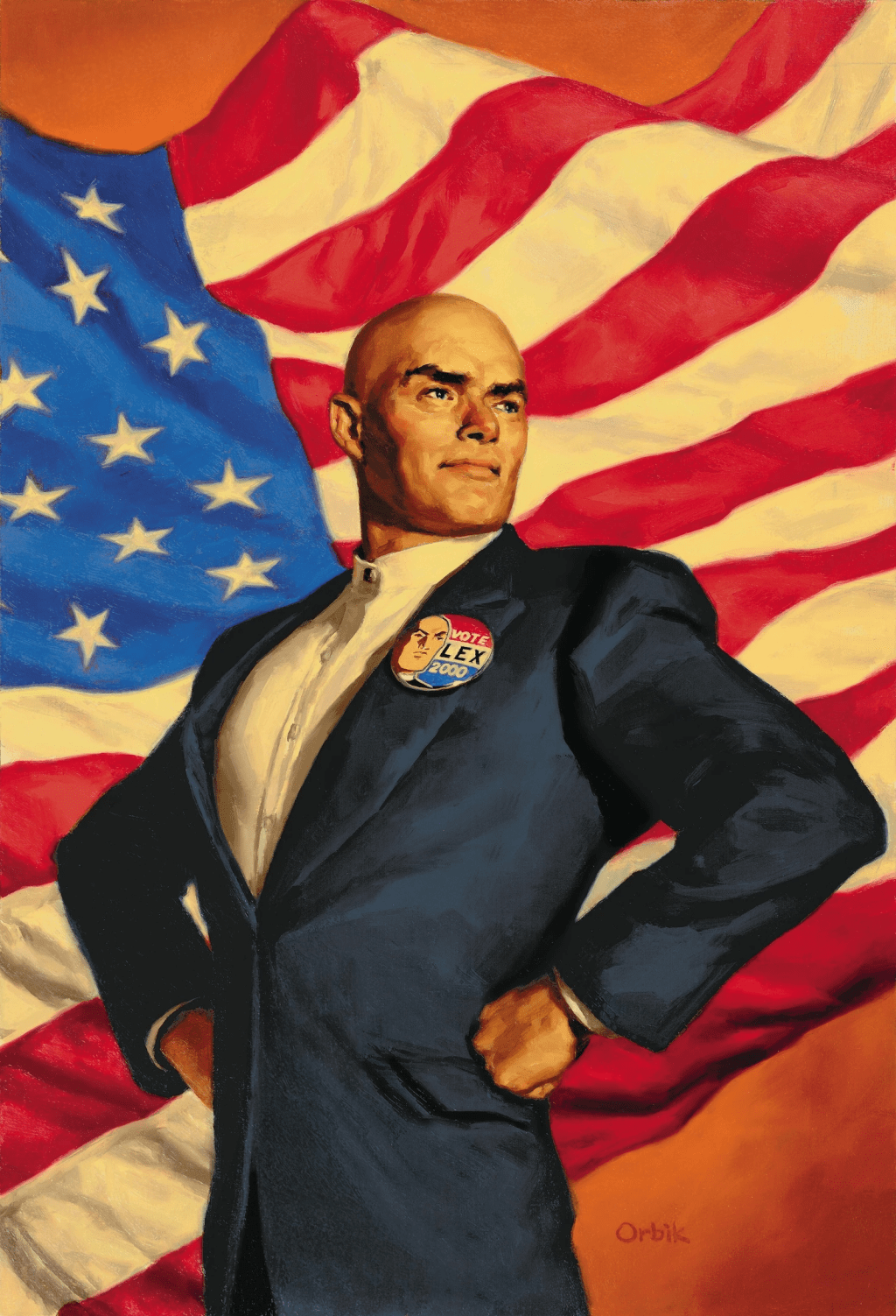 Lex Luthor is counting on YOUR vote on Glen Orbik and Laurel Blechman's cover to Superman: Lex 2000 (2001), DC