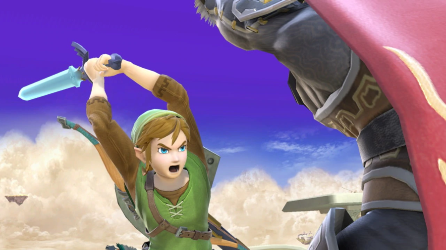 Link (Kengo Takahashi) prepares to fell Ganondorf (Takashi Nagasako) in Super Smash Bros. Ultimate (2018), Nintendo