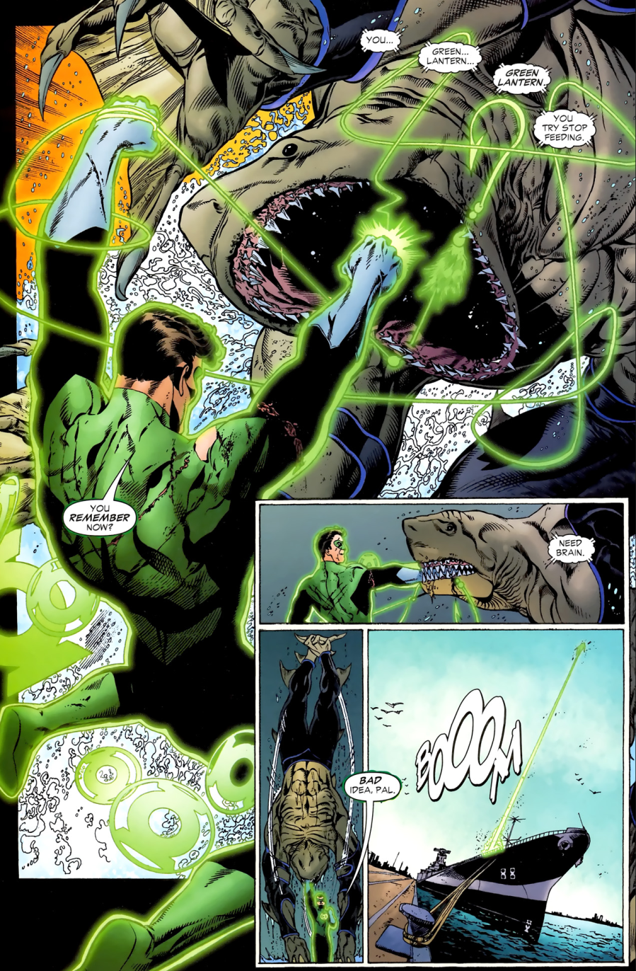Hal Jordan comes to blows with Karshon in Green Lantern Vol. 4 #5 "Feeding Frenzy" (2005), DC Comics. Words by Geoff Johns, art by EthanVan Sciver, Prentis Rollins, Peter Steigerwald, and Rob Leigh. 