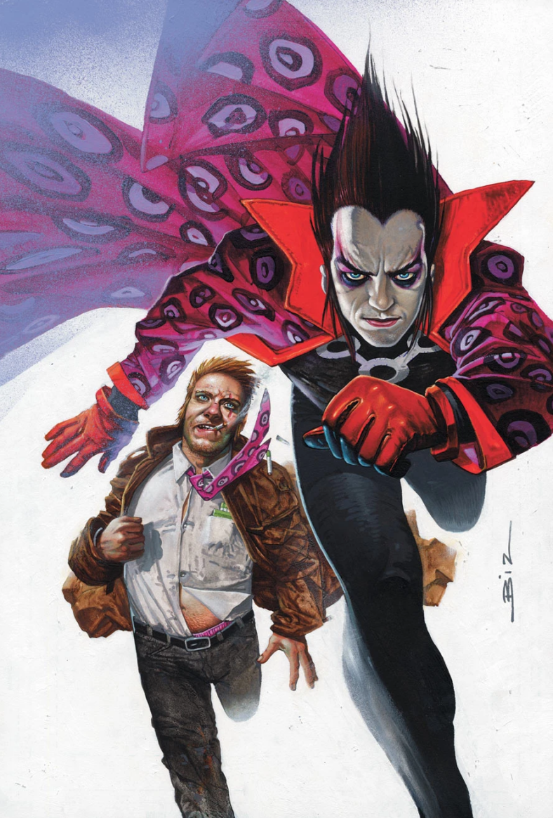 John Constantine gives chase to Shade the Changing Man on Simon Bisley's cover to Hellblazer Vol. 1 #270 "Sectioned, Part Four: Psychotic Love" (2010), DC