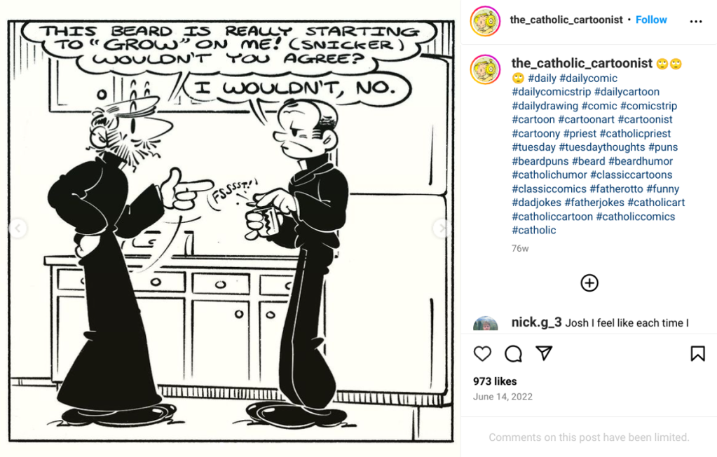 Joshua Masterson, Catholic Cartoonist Instagram