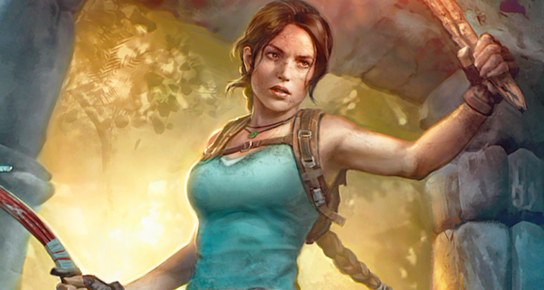 The woman herself does what she does best via Lara Croft, Tomb Raider (Card #1501), Magic: The Gathering - Secret Lair Drop: Tomb Raider (2023), Wizards of the Coast. Art by Greg Staples.