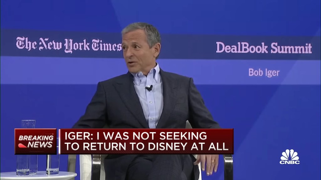 Bob Iger tells Andrew Ross Sorkin about his experience returning to Disney during the DealBook 2023 Summit