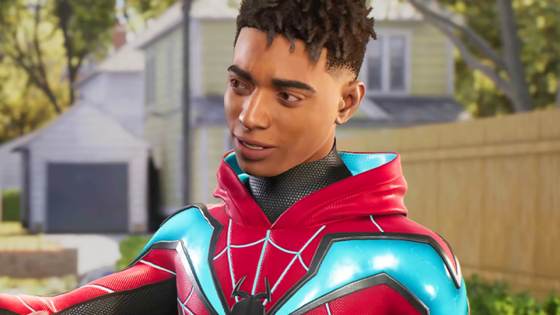 Miles (Nadji Jeter) lets Peter (Yuri Lowenthal) know New York is in good hands in Marvel's Spider-Man 2 (2023), Insomniac Games