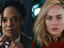 King Valkyrie (Tessa Thompson) oversees the affairs of New Asgard in Thor: Love and Thunder (2022), Marvel Entertainment / Carol Danvers (Brie Larson) receives a transmission from Nick Fury (Samuel L. Jackson) in The Marvels (2023), Marvel Entertainment