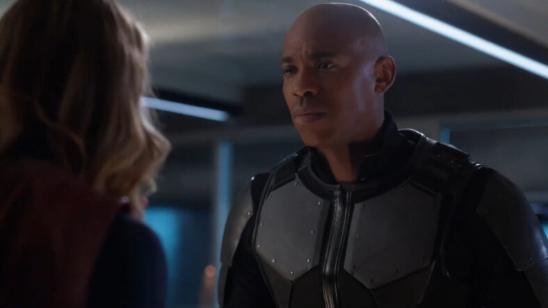 James Olsen (Mechad Brooks) reveals his identity to Kara (Melissa Benoit) in Supergirl Season 2 Episode 10 "We Can Be Heroes" (2017), The CW