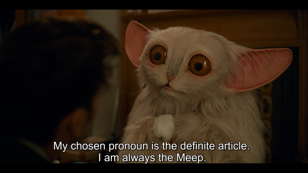 The Meep (Miriam Margoyles) explains its own preferred pronouns in Doctor Who Special 302 "The Star Beast" (BBC)