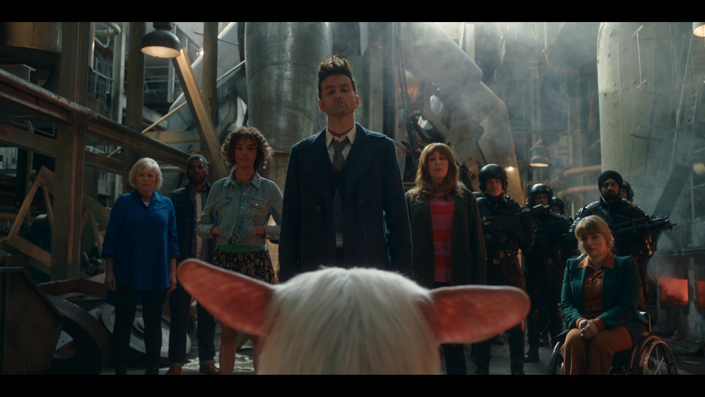 The Doctor (David Tennant) and his companions confront the Meep (Miriam Margoyles) in Doctor Who Special 302 "The Star Beast" (BBC)