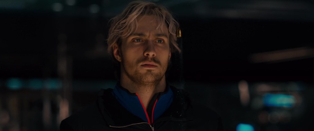 Quicksilver (Aaron Taylor-Johnson) prepares for his first deployment with the titular team in Avengers: Age of Ultron (2015), Marvel Entertainment