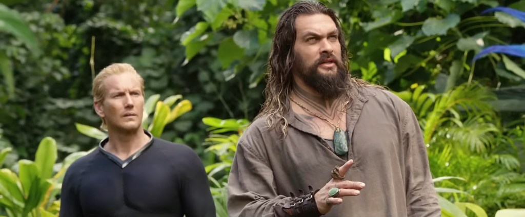 Orm Marius (Patrick Wilson) and Arthur Curry (Jason Momoa) lay eyes on a giant butterfly in Aquaman and the Last Kingdom (2023), Warner Bros. Pictures