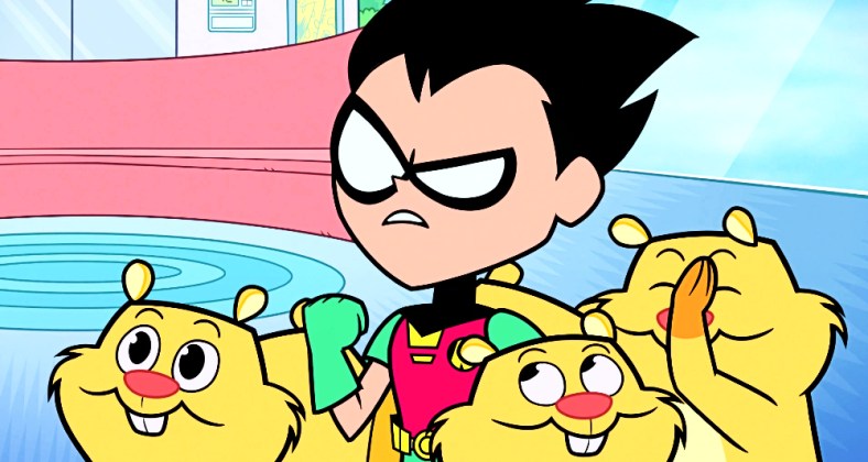 Robin The Boy Wonder and furry wooded creatures in Teen Titans Go! & DC Super Hero Girls: Mayhem in the Multiverse (2022), Warner Bros. Animation
