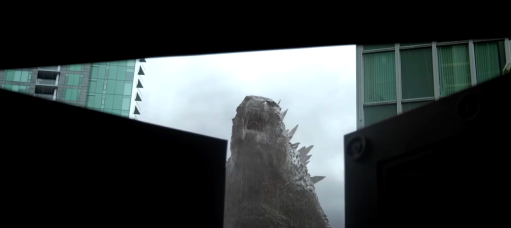 Godzilla outside a bunker in San Francisco in trailer for Godzilla (2014), Legendary Pictures