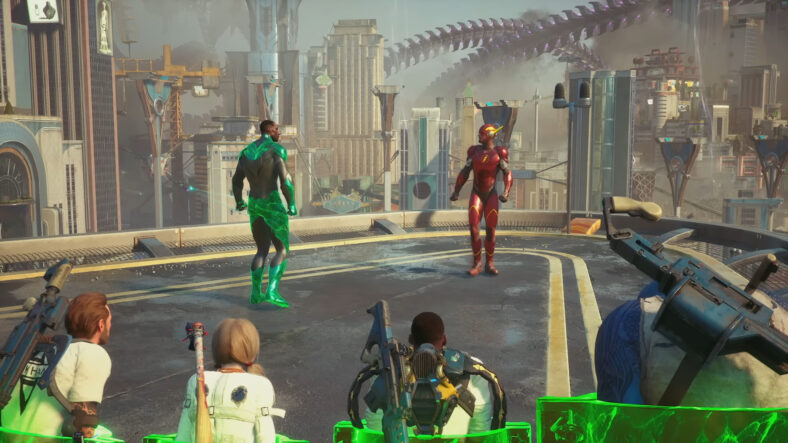 Green Lantern (Dan White) and The Flash (Scott Porter) taunt the titular team in Suicide Squad: Kill the Justice League (2024), Warner Bros. Games