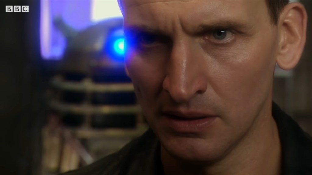The Doctor (Christopher Eccleston) finds himself the captive of the Daleks in Doctor Who Series 1 Episode 12 "Bad Wolf" (2005), BBC