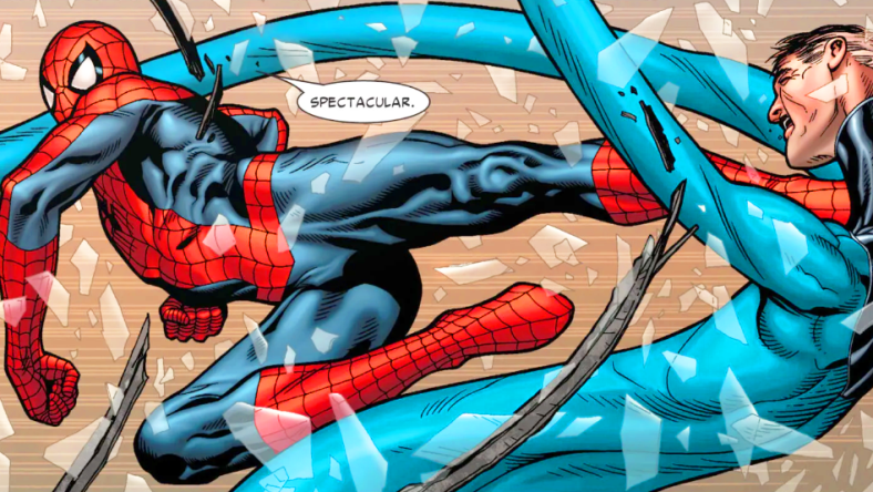 Mr. Fantastic realizes the true threat that is Spider-Man in Civil War Vol. 1 #7 (2007), Marvel Comics. Words by Mark Millar, art by Steve McNiven, Dexter Vines, John Dell, Tim Townsend, Morry Hollowell, and Chris Eliopoulous.