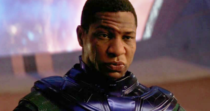 Kang the Conqueror (Jonathan Majors) is unamused with Janet's (Michelle Pfeiffer defiance Ant-Man and the Wasp: Quantumania (2023), Marvel Entertainment