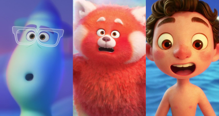 Joe (Jamie Foxx) attempts to buy some time for 22 (Tina Fey) in Soul (2020), Disney/Pixar / Sun Yee (N/A) helps Mei Lee (Rosalie Chiang) embrace her Red Panda form in Turning Red (2020), Disney/Pixar / Luca (Jacob Tremblay) dreams of riding a Vespa in Luca (2021), Disney/Pixar