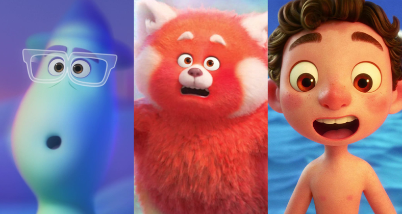 Joe (Jamie Foxx) attempts to buy some time for 22 (Tina Fey) in Soul (2020), Disney/Pixar / Sun Yee (N/A) helps Mei Lee (Rosalie Chiang) embrace her Red Panda form in Turning Red (2020), Disney/Pixar / Luca (Jacob Tremblay) dreams of riding a Vespa in Luca (2021), Disney/Pixar