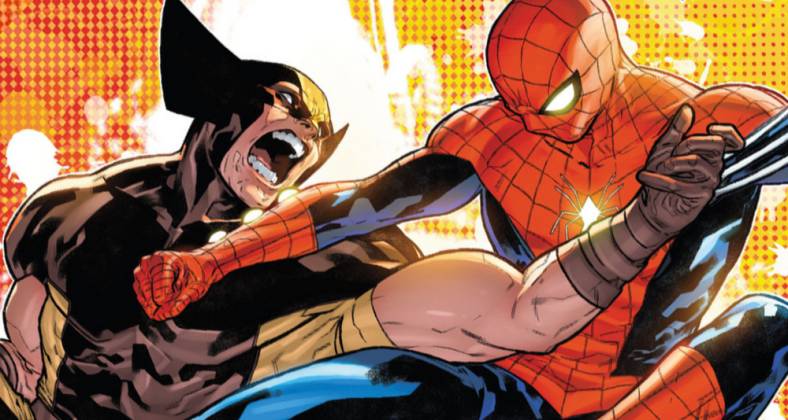 Spider-Man and Wolverine come to blows for the umpteenth time on R.B. Silva and Jesus Aburtov's cover to Spider-Man Annual Vol. 4 #1 "Contest of Chaos: Part One" (2023), Marvel Comics