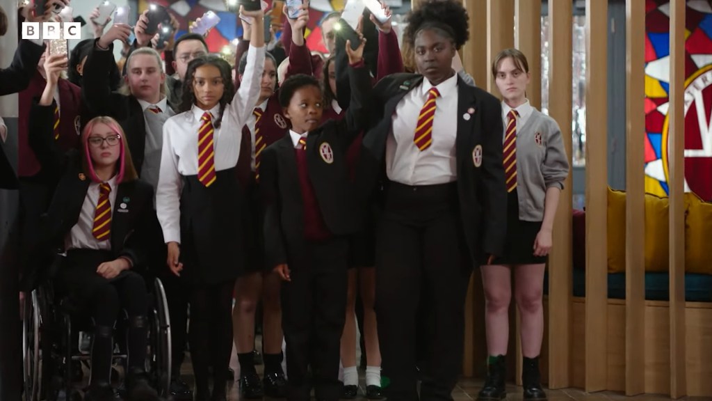 The students of Waterlood Road are outraged after discovering their school's connection to the transatlantic slave trade in Waterloo Road Series 11 Episode 1 "Episode 1" (2023), BBC