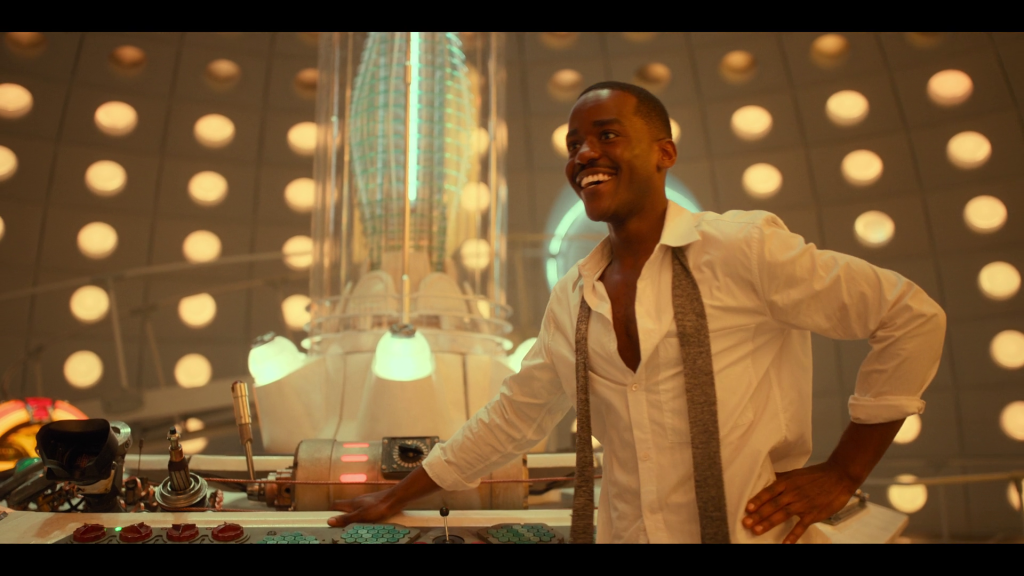 The 15th Doctor (Ncuti Gatwa) shows off his own, fully functional TARDIS copy in Doctor Who Special 303 “The Giggle" (BBC)