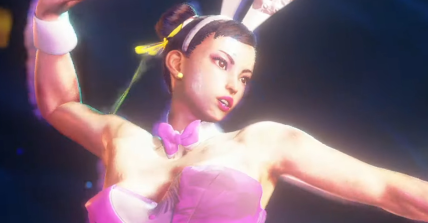 Chun-Li (Fumiko Orikasa) dons a pink bunny suit courtesy of modder Remy2Fang in Street Fighter 6 (2023), Capcom