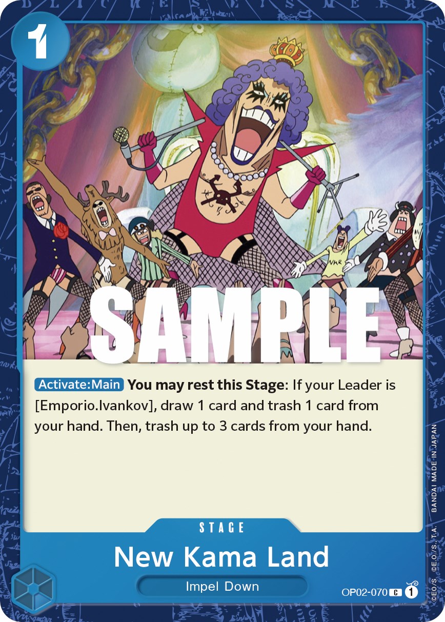 New Kama Land #OP02-070 via One Piece Trading Card Game Set 02 Paramount War (2023), Bandai Namco 