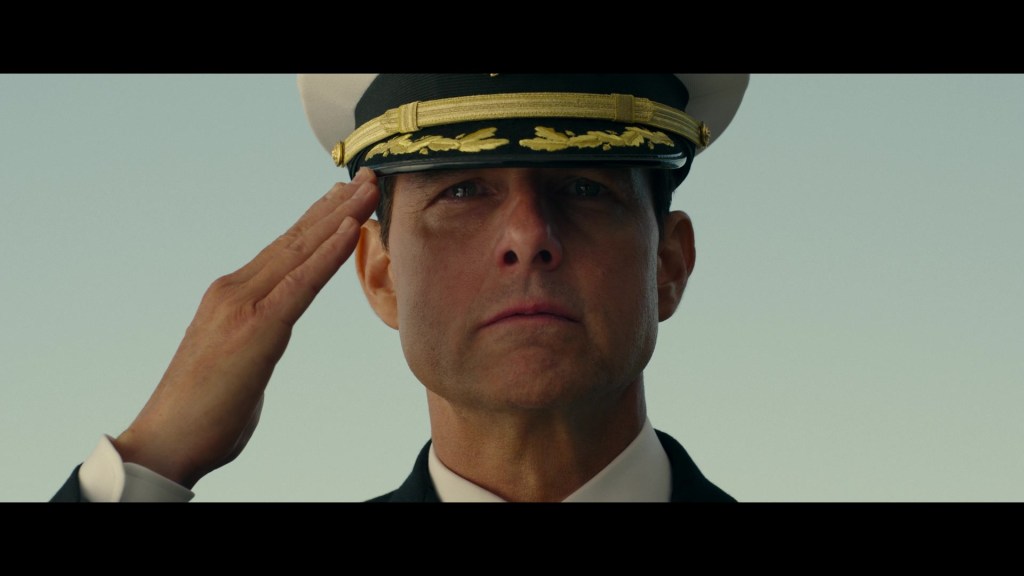 Maverick (Tom Cruise) says good-bye to Iceman (Val Kilmer) in Top Gun: Maverick (2022), Paramount Pictures
