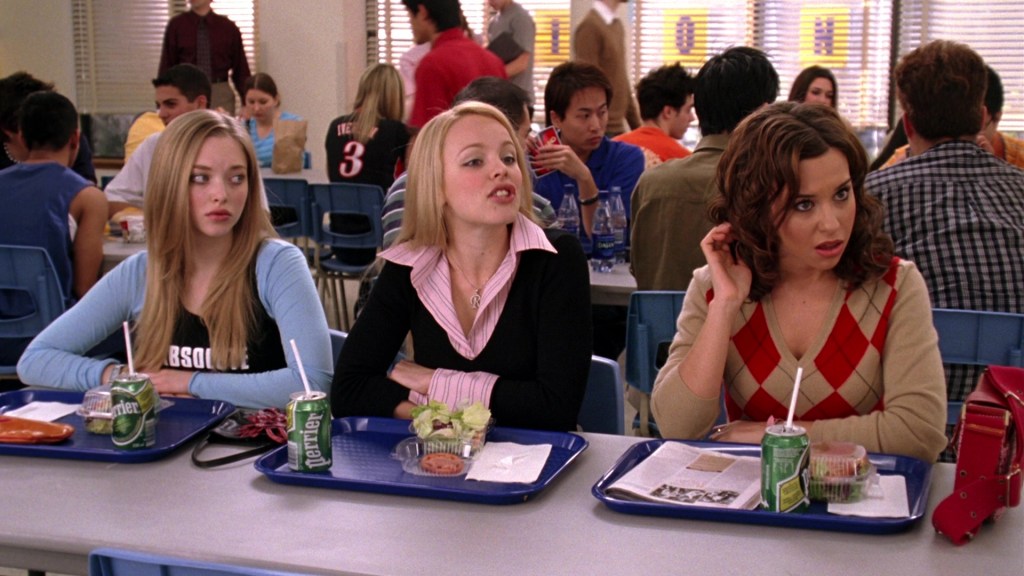 Amanda Seyfried as Karen Smith, Rachel McAdams as Regina George, and Lacey Chabert as Gretchen Weieners in Mean Girls (2024), Paramount Pictures