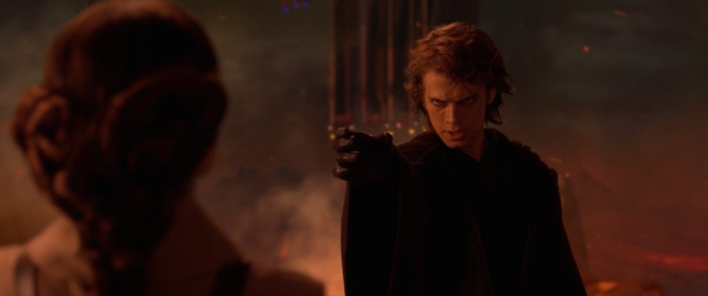 Anakin Skywalker/Darth Vader (Hayden Christensen) uses Force Grip on Padme (Natalie Portman) in Star Wars Episode III: Revenge of the Sith (2005), Lucasfilm